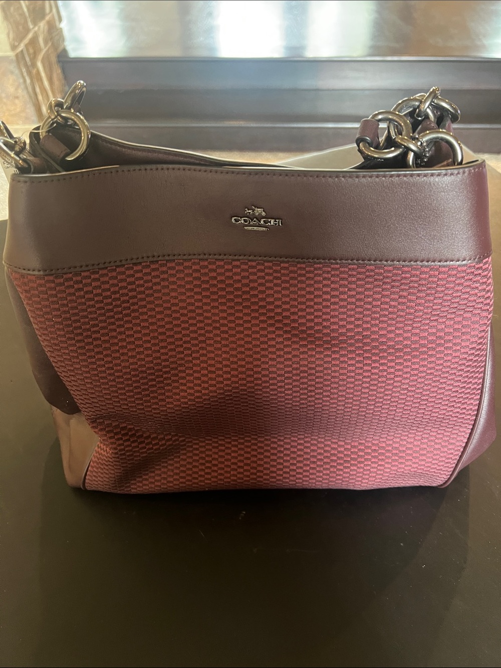 Coach Convertible Shoulder Bag in Plum and Burgundy